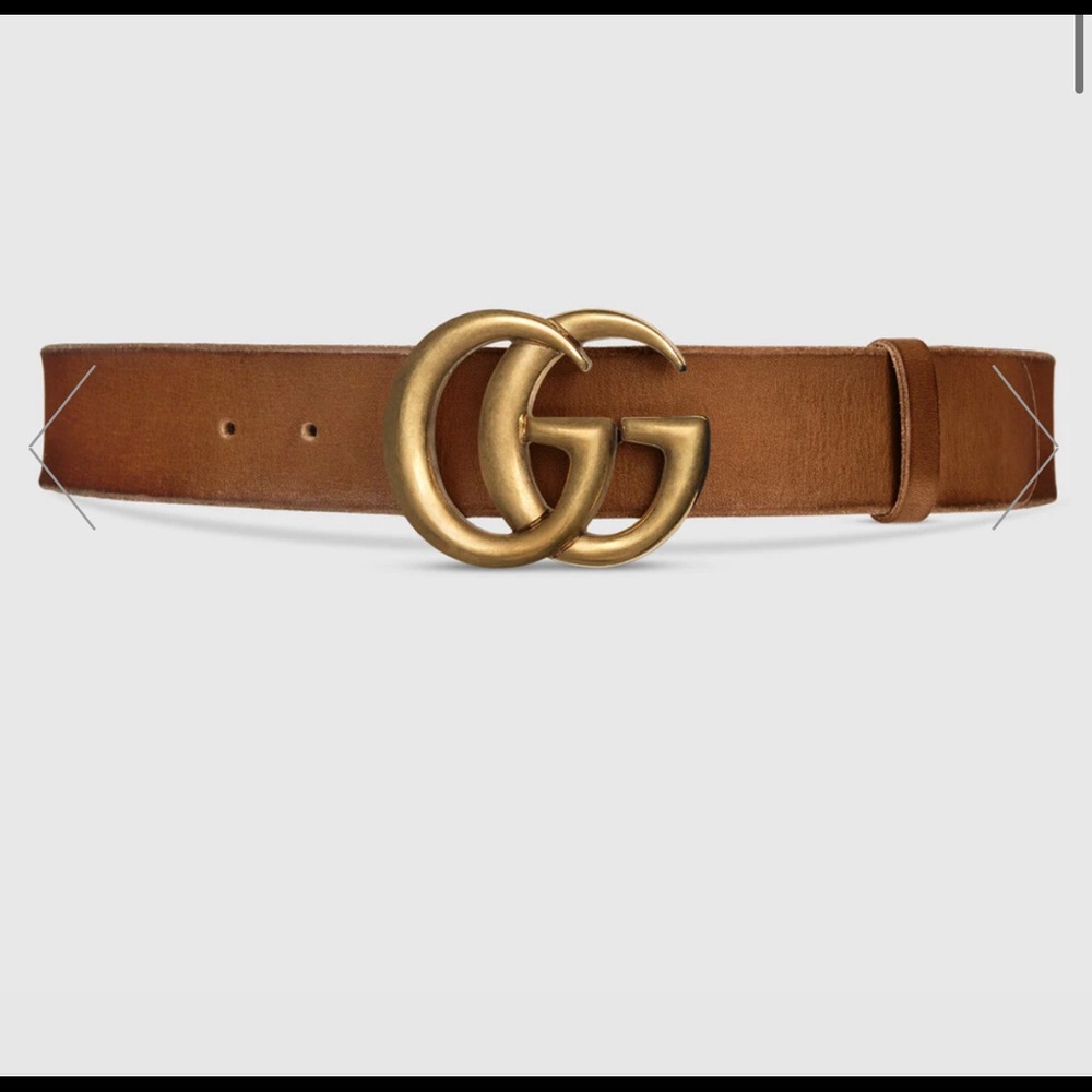 Leather belt with Double G buckle